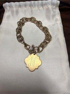 Gold Monogram 'N' Charm Bracelet - Women Jewelry